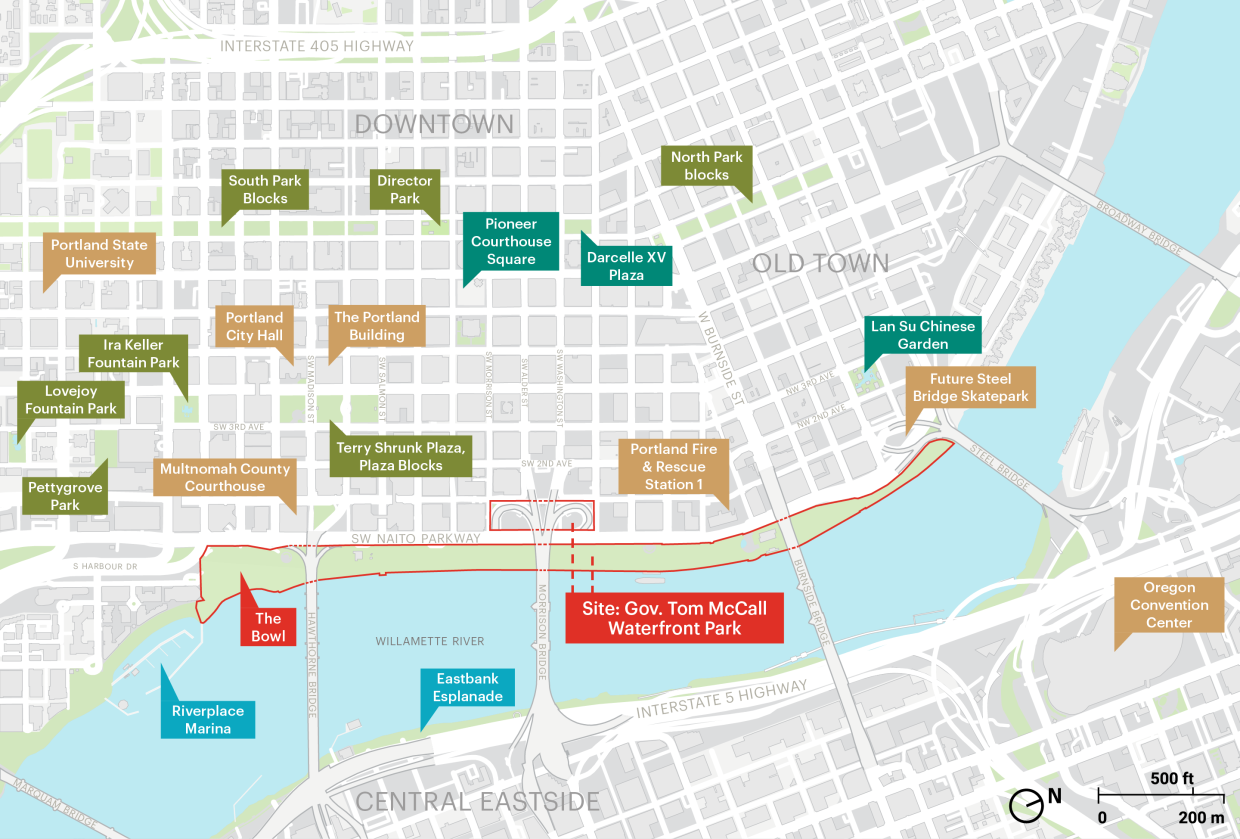 Portland Waterfront Park Map Wider City